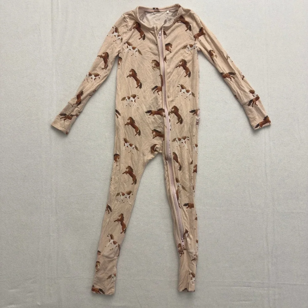 Angel Dear Long Sleeve Footie Zippy Jumpsuit 18-24‎ Months Horse Print Fold Over
